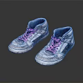 High Top Shoes With Pink Laces Silver Gray Upper Distressed Design And White Sole