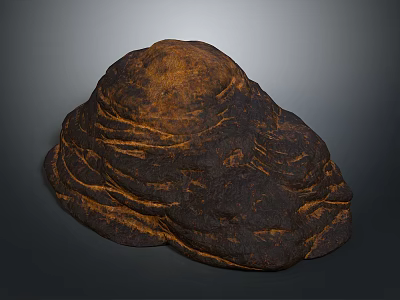 Natural Wood Stone Piece With Textured Surface And Irregular Organic Brown Orange Form 3d model