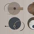 Modern Circular Wall Decor With Various Materials And Illuminated Rings On Striped Wall