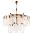 Elegant Crystal Chandelier With Golden Frame And Transparent Hanging Crystals For Interior Decor