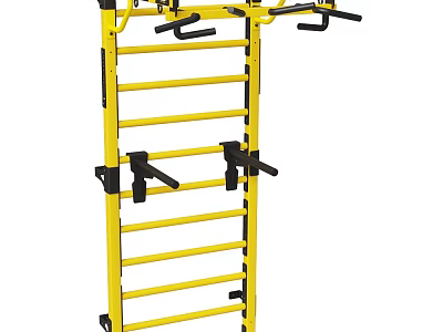 Yellow Sports Equipment With Multiple Horizontal Bars And Grip Handles For Fitness Training 3d model