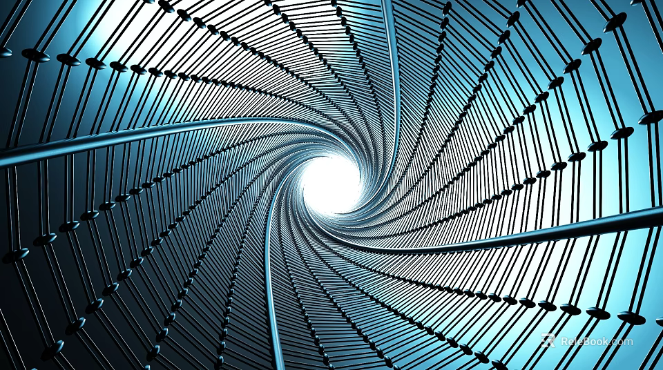 Modern Spiral Metal Structure With Central Light And Geometric Design Details 3d model 