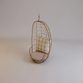 Stylish Oval Shaped Rattan Hanging Chair With White Cushion For Indoor Outdoor
