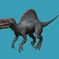 Detailed Realistic Spinosaurus Dinosaur Model With Sailback On Blue Background