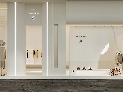OUI&CIARA Clothing Store Front Design with Mannequins Hanging Clothes and Shoes 3d model
