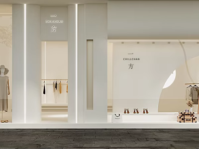 OUI&CIARA Clothing Store Front Design with Mannequins Hanging Clothes and Shoes 3d model