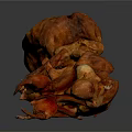 Two Brown Cicada Exuvia Display Detailed Insect Exoskeleton Characteristics In Natural View