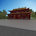 Traditional Multi Tiered Ancient Chinese Architecture With Red Exterior Golden Roof And Ornate Eaves