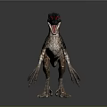 Realistic Velociraptor Dinosaur Model With Black Red Patterned Skin In Running Stance