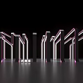 Modern Neon Light Pergola With Repetitive Structure And Futuristic Light Shadow Design