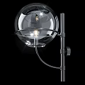 Modern Wall Lamp With Transparent Spherical Glass Shade And Metal Pole