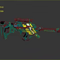 Futuristic Teal And Yellow Sci Fi Weapon With Scope And Intricate Design