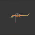 Orange Twin Rotor Helicopter Detailed Model Design With Rotor Blades And Landing Gear