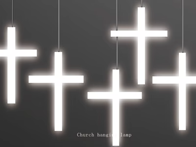 Cross Shaped Hanging Decorative Lamps For Church Market Lighting Design 3d model