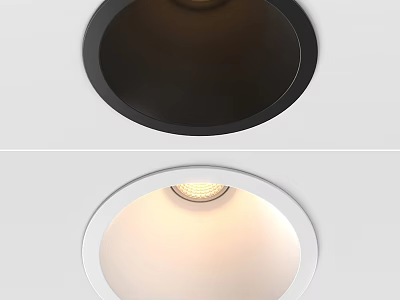 Modern Sleek Recessed Spotlights With Black White Ceiling Illuminated Design 3d model