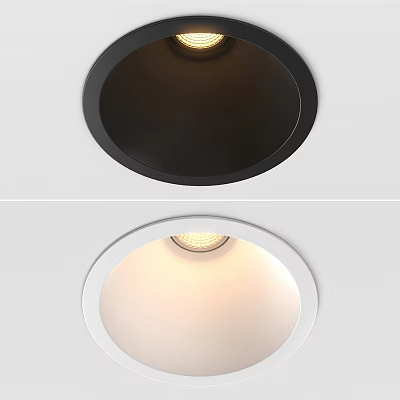 Modern Sleek Recessed Spotlights With Black White Ceiling Illuminated Design 3d model