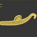 Ancient Bronze Hook Shaped Sculpture Carving With Green Patina And Intricate Inscriptions