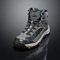 High Top Outdoor Hiking Boots With Gray Black Camo Design Thick Treaded Sole