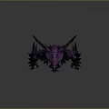 Game and Movie Monster Character With Purple Blue Skin Sharp Horns Claws and Muscular Body