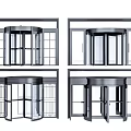 Modern Revolving Door Designs With Glass Panels And Metal Frames