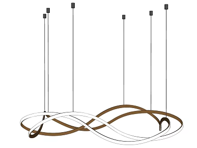 Modern Intertwined Chandelier Design With White And Brown Curved Lines 3d model