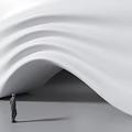 White Wavy Building Facade with Modern Design and Human Figure for Impressive Architectural Scale