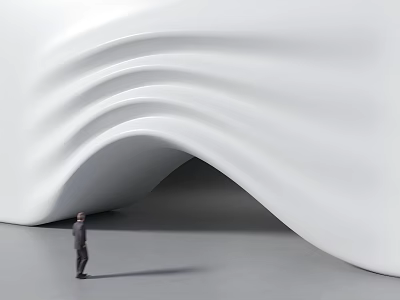 White Wavy Building Facade with Modern Design and Human Figure for Impressive Architectural Scale 3d model