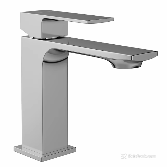 Modern Sleek Design Stainless Steel Faucet With Single Handle For Bathroom 3d model 