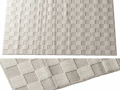 Woven Square Rug With Checkerboard Pattern And Neutral Tones For Home Interior Decor 3d model