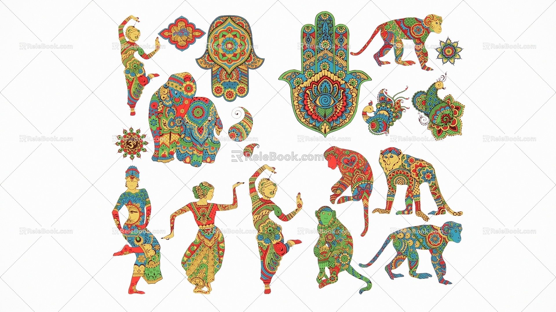 2D monkey dancer animal symbol embroidery print model