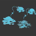Artistic Decorative Plants With Pink And Blue Blooms And Curved Branches