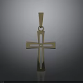 Elegant Shiny Gold Cross Pendant with Simple Design and Decorative Stone