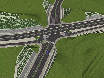 modern road road slope protection side slope viaduct expressway 3d model