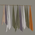 Colorful Towels Hanging On Wooden Rod With Various Colors Arranged Neatly