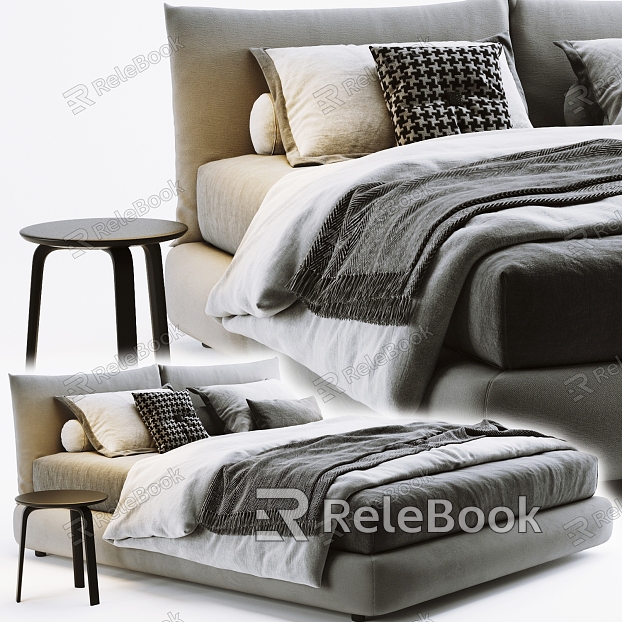 Modern fabric double bed model