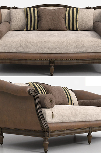 American double sofa 3d model