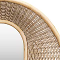 Circular Mirror with Woven Rattan Frame Natural Handcrafted Design Home Decor