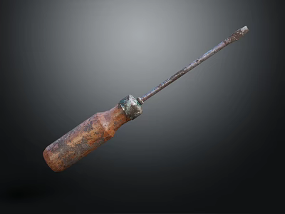 Durable Hardware Hand Tool Screwdriver with Wooden Handle and Metal Shank 3d model