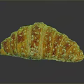 Golden Brown Croissant With Sesame Seeds On Black Reflective Background