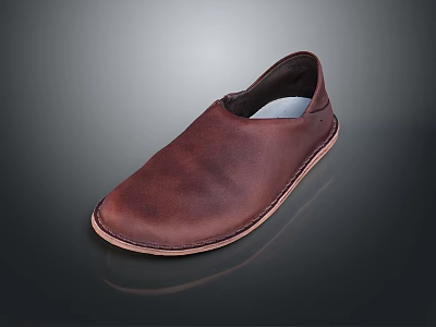 Brown Leather Casual Slip On Shoes For Comfortable Daily Wear With Simple Design 3d model