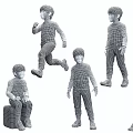 Boys In Gray Tracksuit With Long Sleeve Top Pants And Various Active Poses