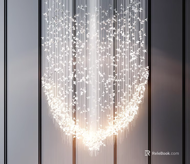 Elegant Modern Crystal Chandelier Lighting For Interior Design With Hanging Crystal Decor And Dark Walls 3d model 