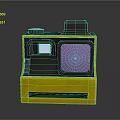 Retro Instant Camera With Yellow Black Body Purple Display And Vintage Design