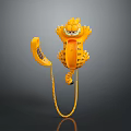 Yellow Garfield Shaped Cartoon Telephone With Handset And Coiled Cord Design