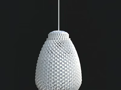 Modern White Pendant Light With Hollow Geometric Pattern For Home Interior Decor 3d model