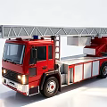 Red Fire Truck with Extended Ladder for Emergency Rescue Operations