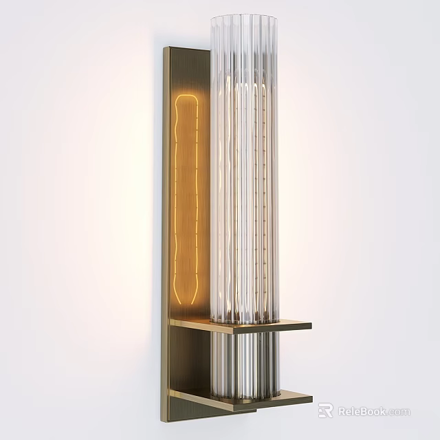 Elegant Modern Luxury Chandelier With Striped Glass Brass Frame And Warm Light 3d model 
