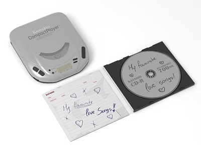 CampusPlayer CD Player With Notebook And CD Featuring Handwritten Love Songs 3d model
