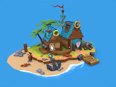 Mediterranean Cartoon Scene Cartoon Island 3d model Mediterranean Cartoon Scene Cartoon Island 3d model