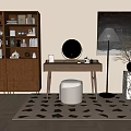 Ancient Style Dressing Table Dressing Stool Floor Lamp Ancient Style Picture Storage Cabinet 3d model